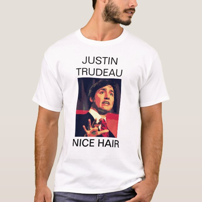 Camiseta Justin Trudeau - cabelo agradável (Frente)