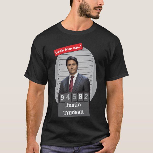 Camiseta Justin Trudeau 🤣 Engraçado Mugshot Novelty T-Shir (Frente)