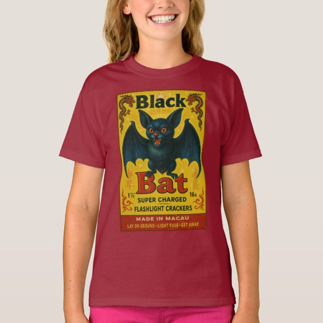 Camiseta Juvenil Black Bat Retro Firecracker (Frente)