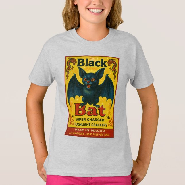 Camiseta Juvenil Black Bat Retro Firecracker (Frente)