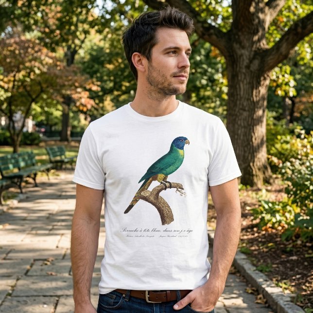 Camiseta Juvenil de loriceto-arco-íris Trichoglossus molucc (Perruche a tete bleue / Rainbow lorikeet, juvenile. Men Basic White T-Shirt)