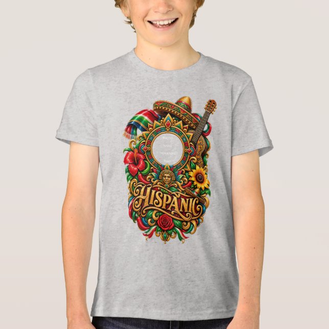 Camiseta Juvenil Tri-blend Bella+Canvas, Branco Ma (Frente)