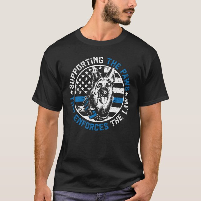Camiseta K9 Police Dog Supporting The Paws K9 Police Office (Frente)