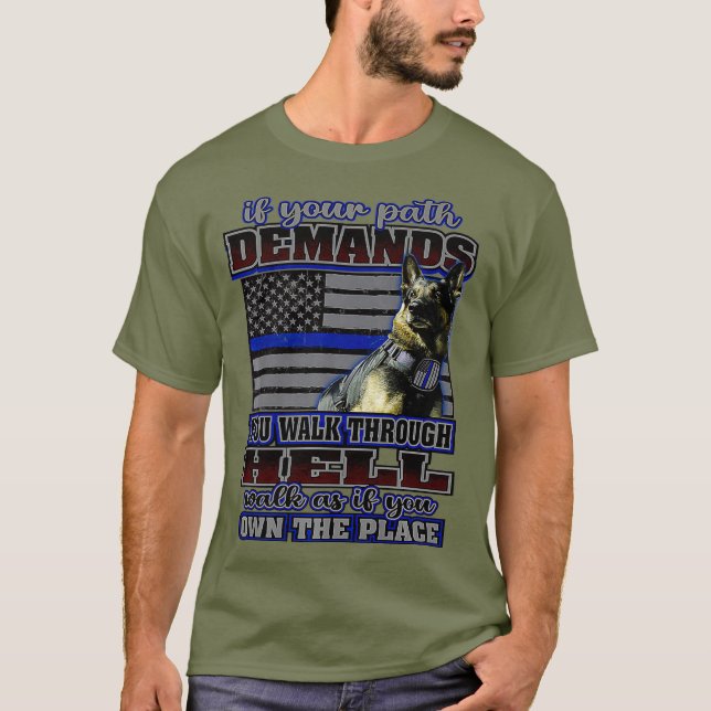 Camiseta K 9 Cachorro Manipulador da Polícia Linha Azul Fin (Frente)