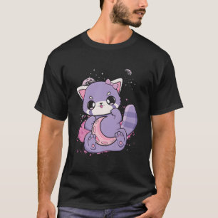 Camiseta K Decora Fairy Kei Panda Vermelho Lua Otaku Anime