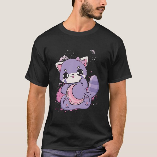 Camiseta K Decora Fairy Kei Red Panda Moon Otaku Anime Nugo (Frente)