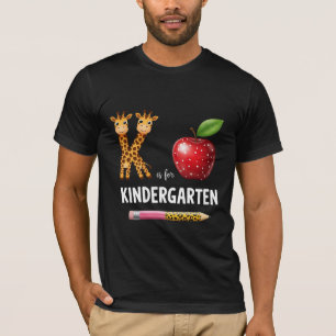 Camiseta K é para Girafa do Jardim de Infância e Maçã de Vo