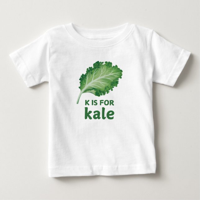Camiseta K é para KALE Green Veggie Alphabet K (Frente)