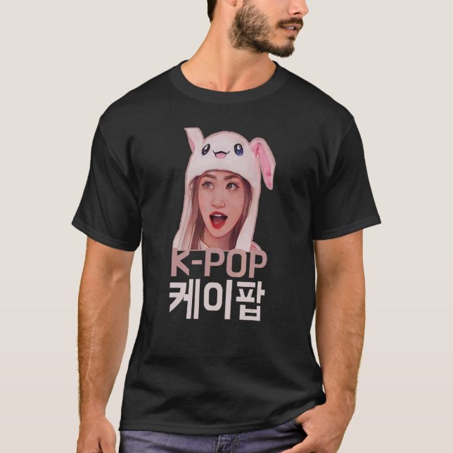 Camiseta K Pop Bunny Rabbit Hat South Korea Music Fa (Frente)