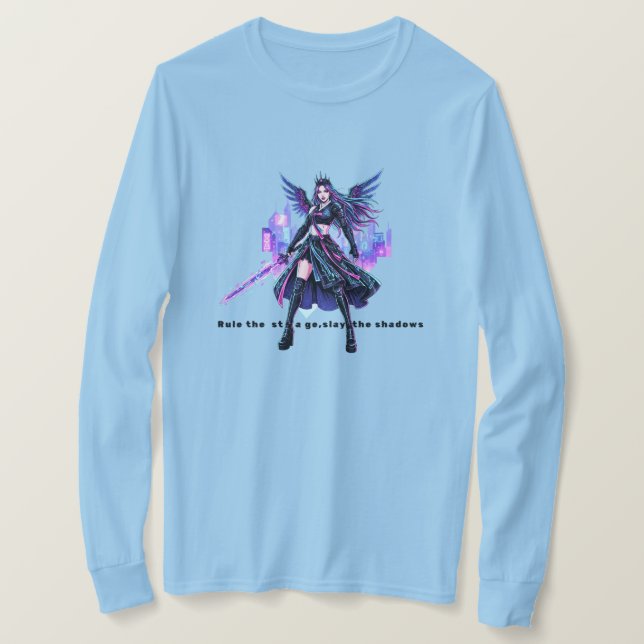 Camiseta K-Pop Demon Queen – Neon Idol Warrior (Frente do Design)