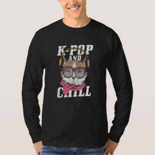 Camiseta K-Pop e Chill Coreano Cat Korea Pop Music K-Drama