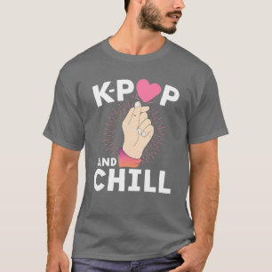 Camiseta K-Pop e Kpop Coreano Coração Dedo Coração Core