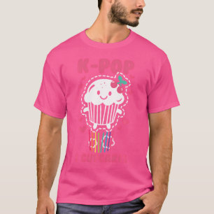 Camiseta K-Pop Fofo Kawaii K-Pop E Cupcakes Arco-íris