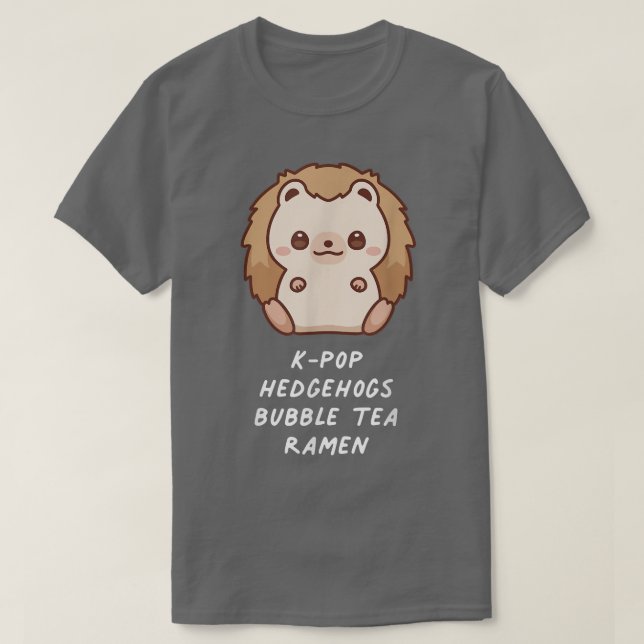 Camiseta K-Pop Hedgehogs Bubble Tea Ramen Aestético Lover O (Frente do Design)