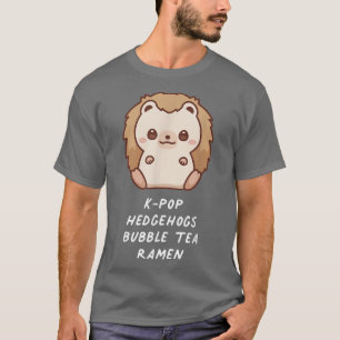 Camiseta K-Pop Hedgehogs Bubble Tea Ramen Aestético Lover O
