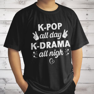Camiseta K-Pop O Dia Todo K-Drama A Noite Toda, Música Core