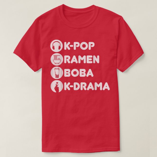 Camiseta K-Pop Ramen Boba K-Drama Korean  (Frente do Design)