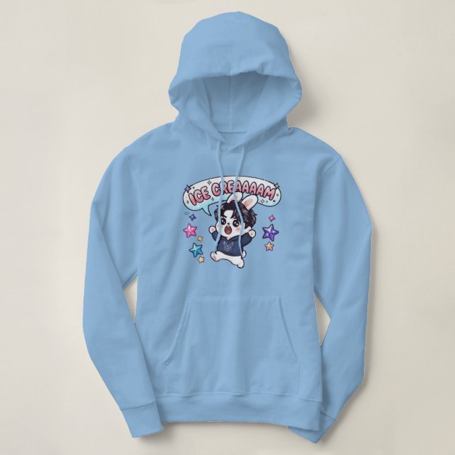 Camiseta K-Pop Sorvete Stray Rabbit Fandom Capuz (Frente do Design)
