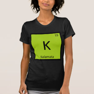 Camiseta K - Química da Azeitona Kalamata Símbolo da Tabela