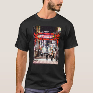 Camiseta Kabuchuho Distrito de Tokyo Japão Noite Japonês