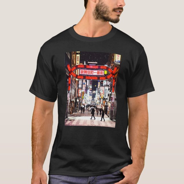 Camiseta Kabuchuho Distrito de Tokyo Japão Noite Japonês (Frente)