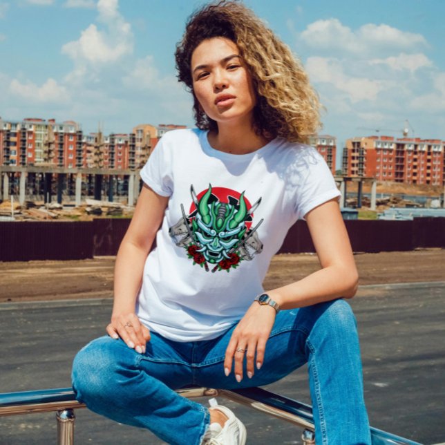 Camiseta Kabuki Oni Máscara e Caveira (Criador carregado)