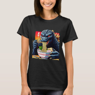 Camiseta Kaiju Engraçado Comendo Ramen Amante de Monstros J