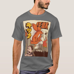 Camiseta Kaiju Kitsune Nove Raposa Personalizada Monstro Ja