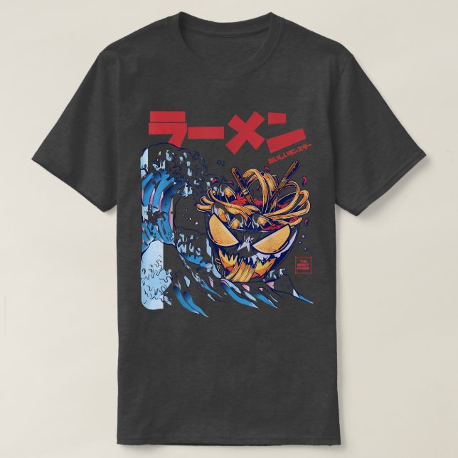 Camiseta Kaiju Ramen Excelente Wave Off Kanagawa Comida Jap (Frente do Design)