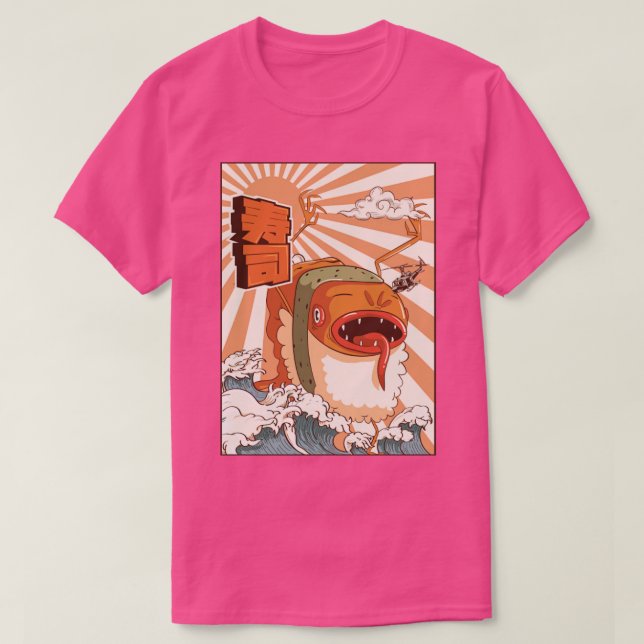 Camiseta Kaiju Sushi Japonês Monster Gift1 (Frente do Design)