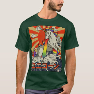 Camiseta Kaiju Unicorn Excelente Wave Off Kanagawa Japonês 