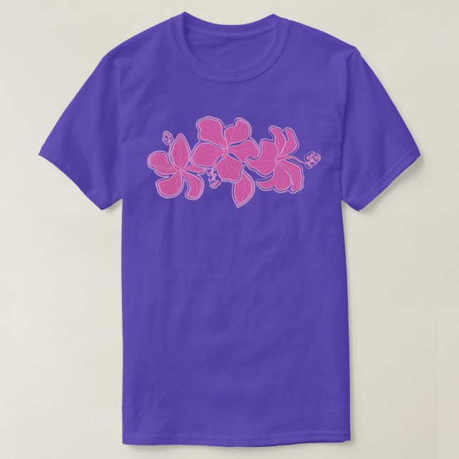 Camiseta Kailua Hibiscus Hawaiian Engenhou Floral Rosa Te (Frente do Design)