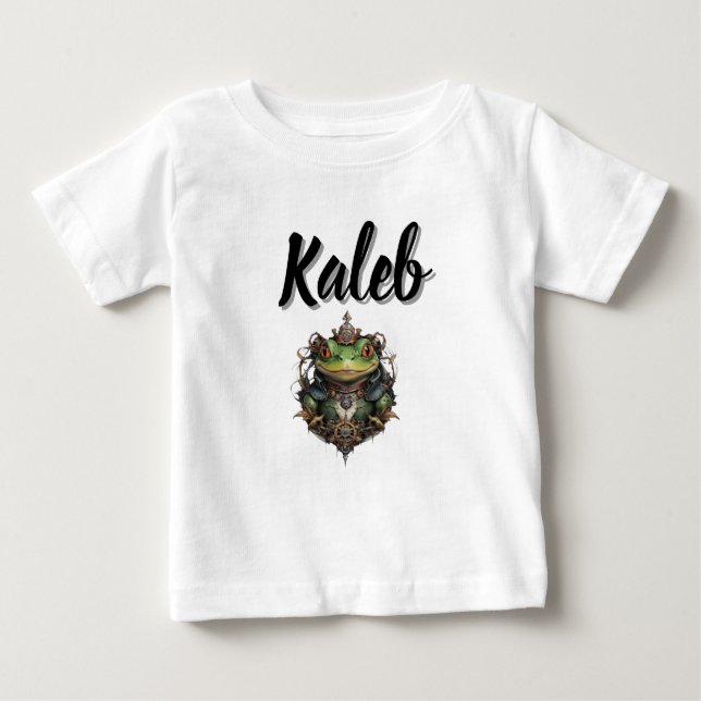 Camiseta Kaleb Nome Com Sapo Steampunk, (Frente)