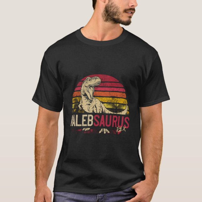 Camiseta Kaleb Saurus Funny Personalizado Dinossauro Person (Frente)