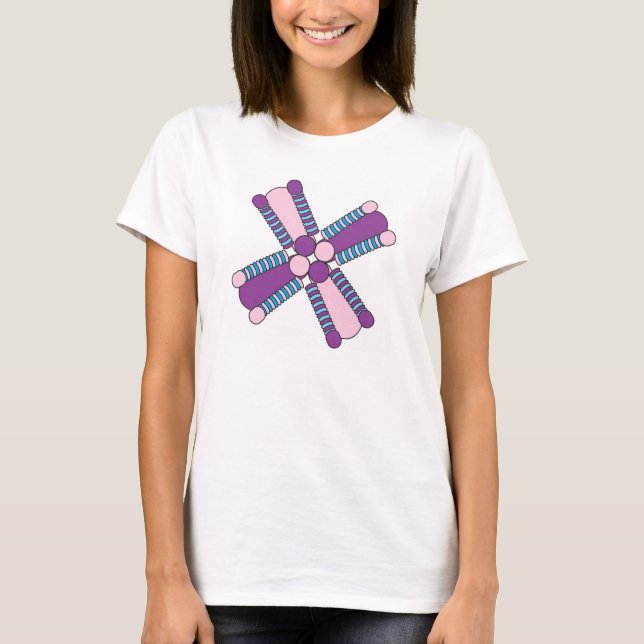 Camiseta kaleidoflower púrpura e rosa (Frente)