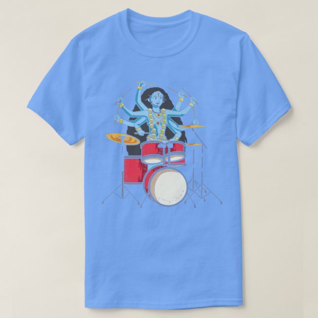 Camiseta Kali Goddese Jogando Tambores - Drumm de Banda de  (Frente do Design)