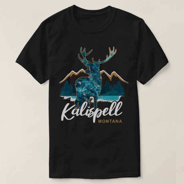 Camiseta Kalispell Montana USA Flathead Lake Elk Vacation S (Frente do Design)