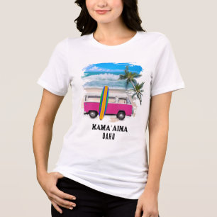 Camiseta Kamaʻaina Oahu Rosa Quente Vintage Havaí Local
