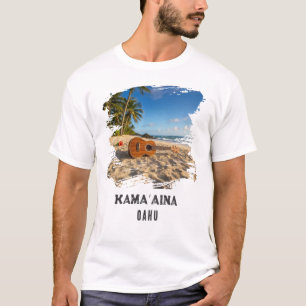 Camiseta Kamaʻaina Ukelele de Oahu na Praia do Havaí