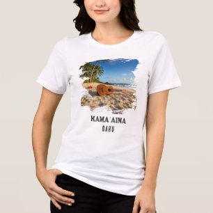 Camiseta Kamaʻaina Ukelele de Oahu na Praia do Havaí