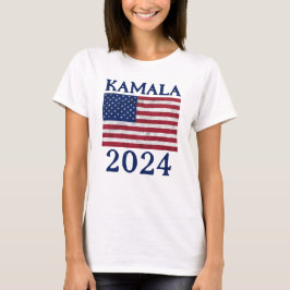 Camiseta KAMALA 2024 EUA bandeira vintage texto azul-democr