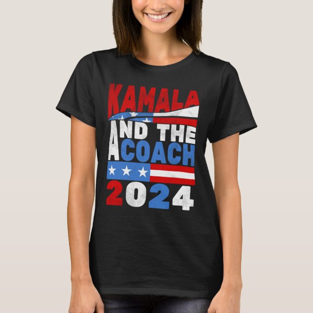 Camiseta Kamala E A Eleição Da Dama Do Gato Treinador 2024  (Frente)