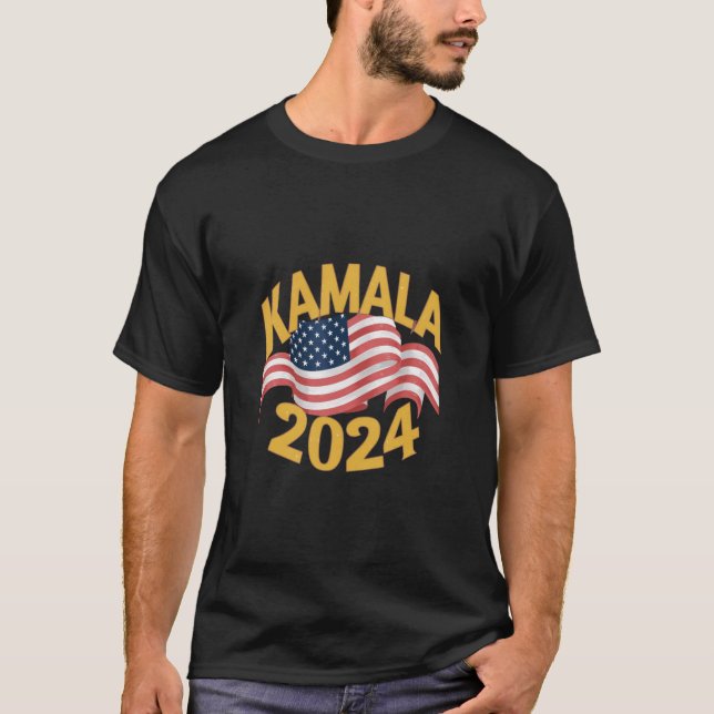 Camiseta Kamala Harris 2024 Para Presidente: Obter Funciona (Frente)