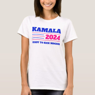 Camiseta Kamala Harris 2024 rosa e azul