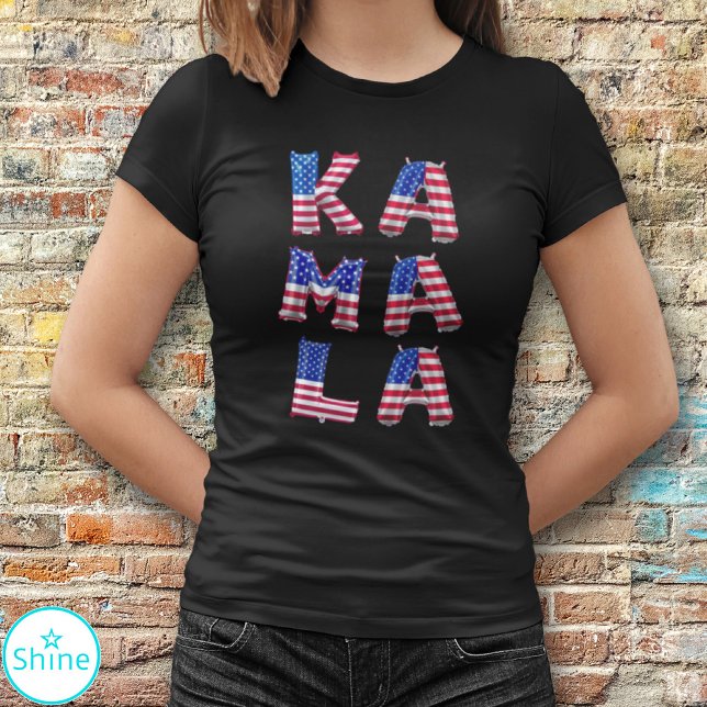 Camiseta Kamala Harris Cute American Flag Balloon Alphabets (Criador carregado)