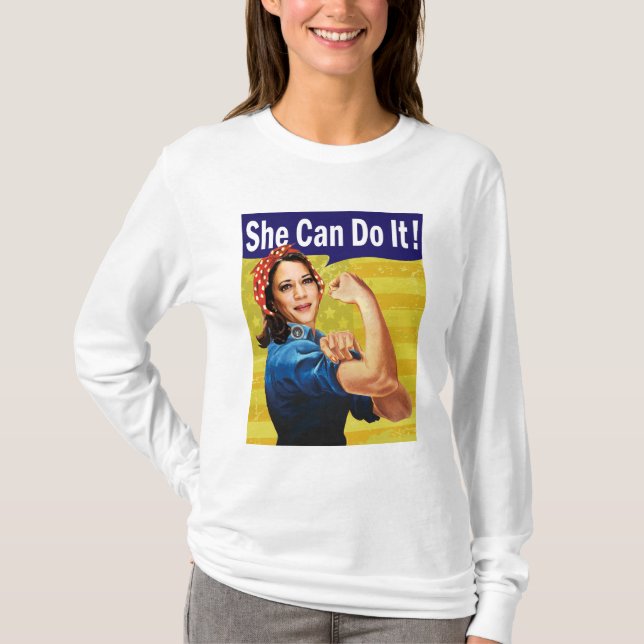 Camiseta Kamala Harris Ela Consegue! (Frente)