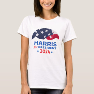 Camiseta Kamala Harris Para O Presidente 2024 American Flag