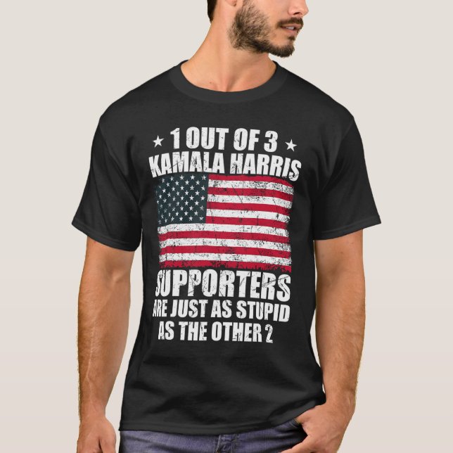 Camiseta Kamala Harris Piada estúpida bandeira americana En (Frente)