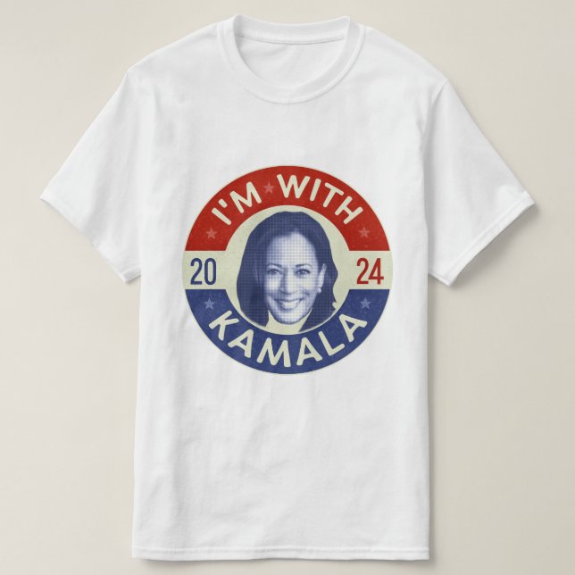 Camiseta Kamala Harris Presidente 2024 Foto Retro Democrata (Frente do Design)