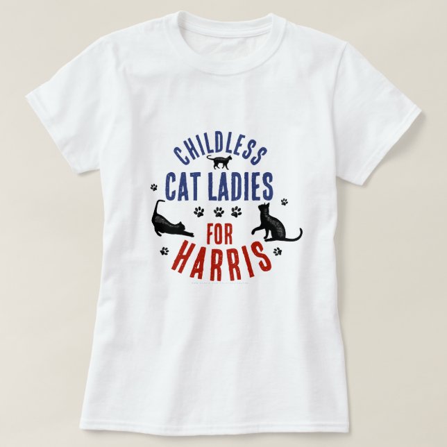 Camiseta Kamala Harris Presidente 2024 Mulheres de Gato Sem (Frente do Design)